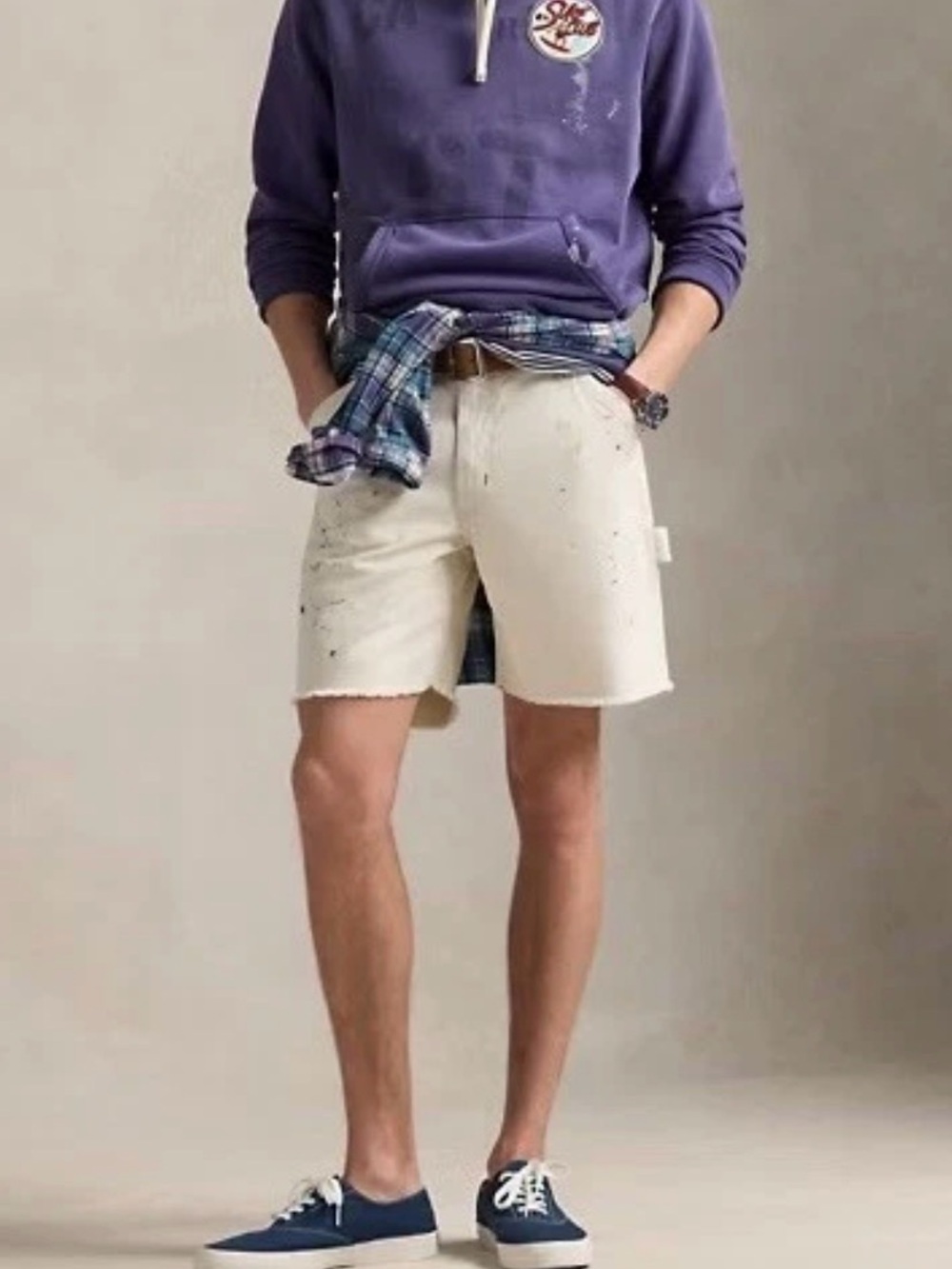 NWT Polo Ralph Lauren Men 34 Relaxed Carpenter Shorts Rock Harbor Paint Splatter